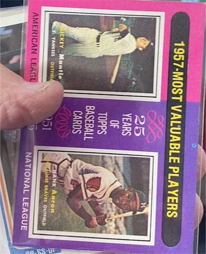 1975 Topps #195 1957 MVPs Mickey Mantle Hank Aaron — front