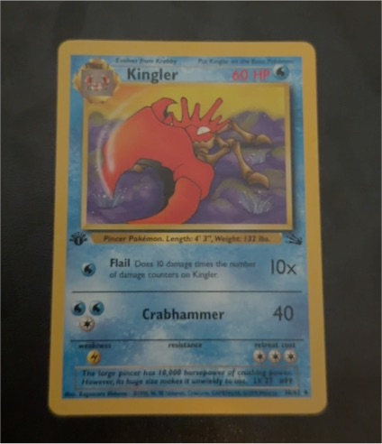 1999 Pokémon Fossil #38 Kingler — front