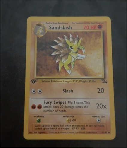 1999 Pokémon Fossil #41 Sandslash — front