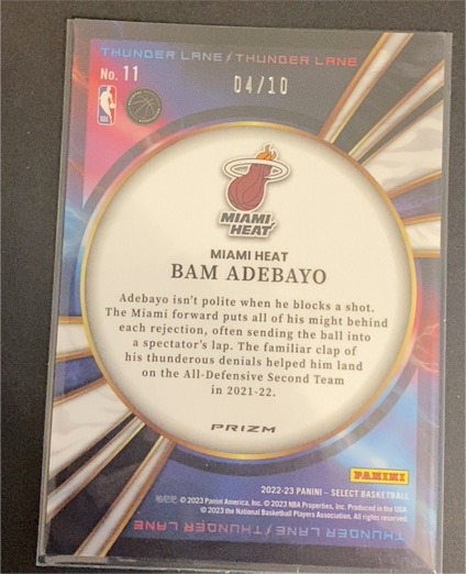 2022-23 Panini Select Thunder Lane #11 Bam Adebayo — front