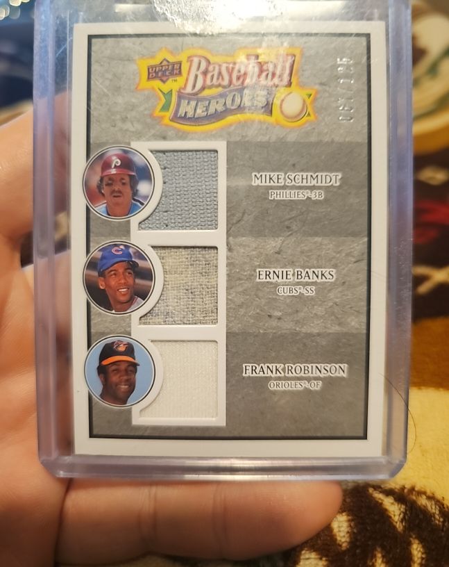 2008 Upper Deck Baseball Heroes #195 Mike Schmidt / Ernie Banks / Frank Robinson — front