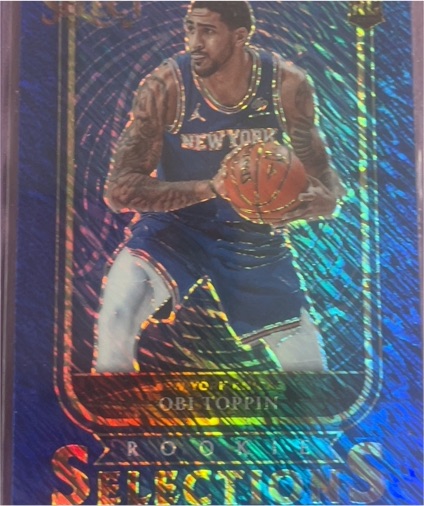 2020-21 Panini Select #2 Obi Toppin Rookie Selections Blue Shimmer — front