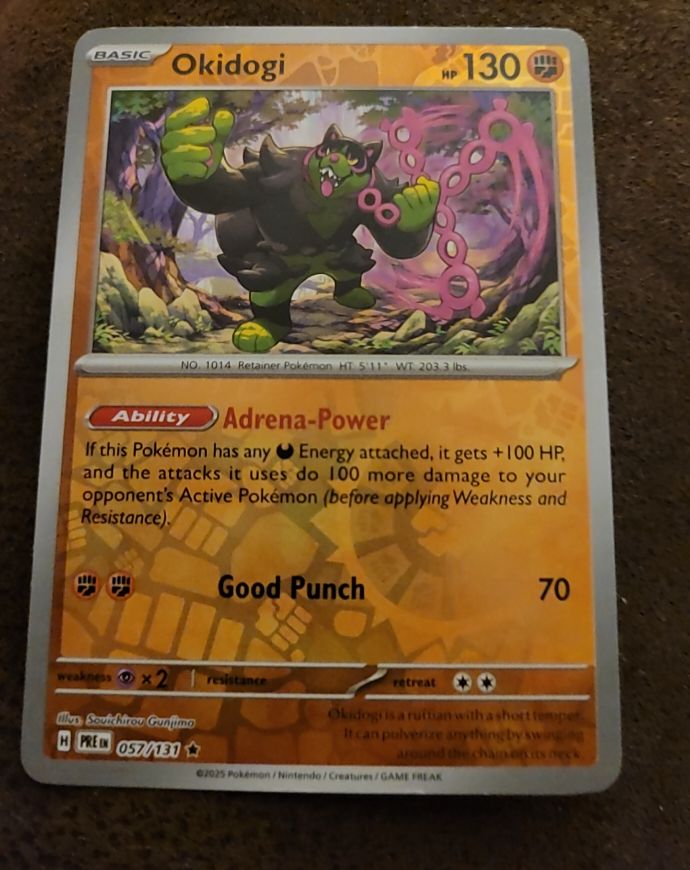 2025 Pokemon Scarlet & Violet Prismatic Evolutions #057 Okidogi — front