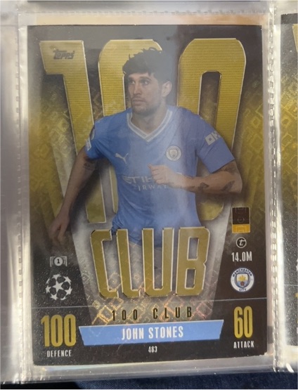 2023-24 Topps Match Attax #483 John Stones 100 Club — front