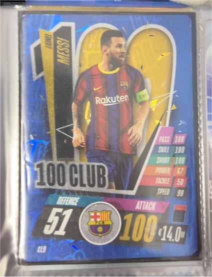 2020-21 Topps Match Attax UEFA Champions League 100 Club #CL9 Lionel Messi — front