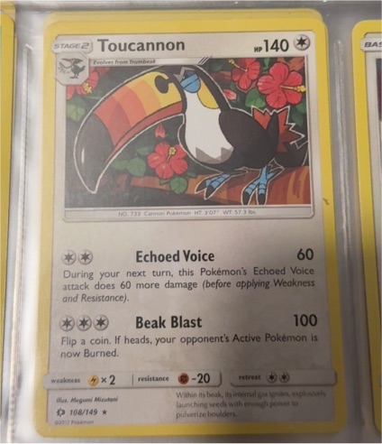 2017 Pokémon Sun & Moon #108 Toucannon — front