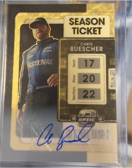 2022 Panini Chronicles Contenders Optic Season Ticket #1 Chris Buescher Silver Prizm — front