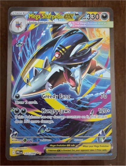 2025 Pokémon Phantasmal Flames #127 Mega Sharpedo ex — front