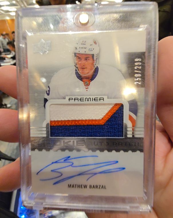 2016-17 Upper Deck Premier Rookie Auto Patch Mathew Barzal — front