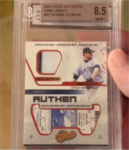 2003 Fleer Authentix Game Jersey #JA-RC Roger Clemens — front