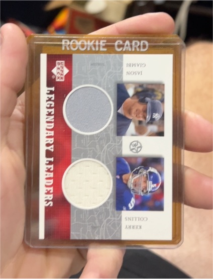 2002 Upper Deck Superstars Legendary Leaders Dual Jason Giambi Kerry Collins — front