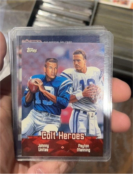 2000 Topps Colt Heroes #TC1 Johnny Unitas Peyton Manning — front