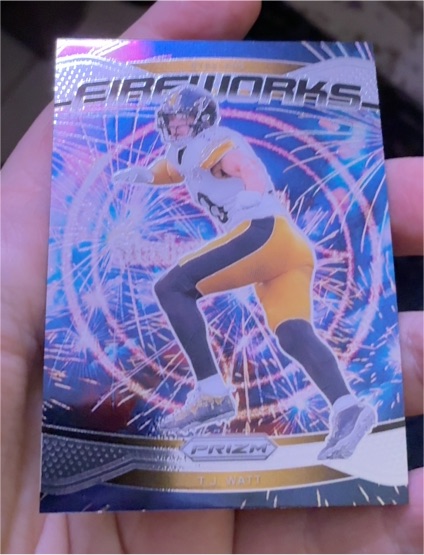 2024 Panini Prizm #15 T.J. Watt Fireworks Green Prizm — front