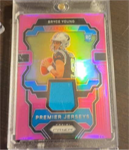 2023 Panini Prizm Premier Jerseys Pink #PJ-BY Bryce Young — front