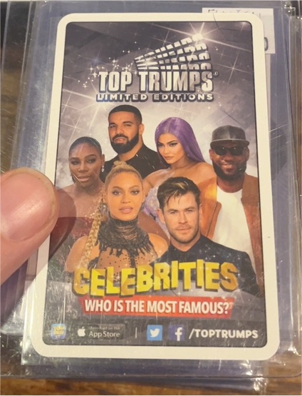 Top Trumps Limited Editions Celebrities Who Is The Most Famous? — front
