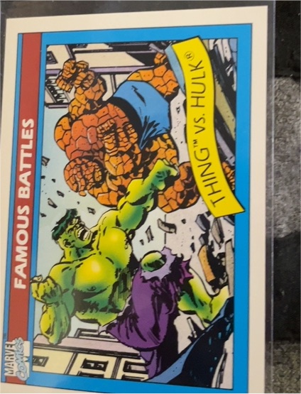 1990 Impel Marvel Universe #88 Thing vs. Hulk — front