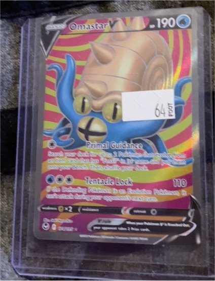 2022 Pokemon SWSH Silver Tempest #174 Omastar V — front