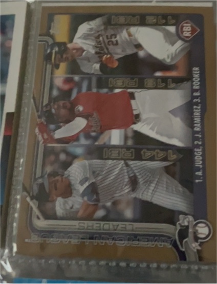 2025 Topps #29 American League Leaders RBI Aaron Judge / Jose Ramirez / Brent Rooker — front