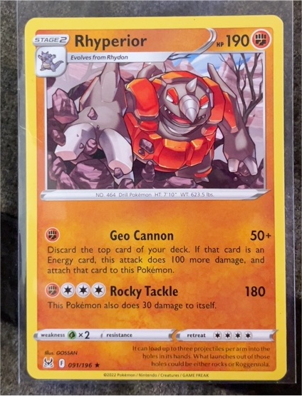 2022 Pokémon SWSH11: Lost Origin #091 Rhyperior — front