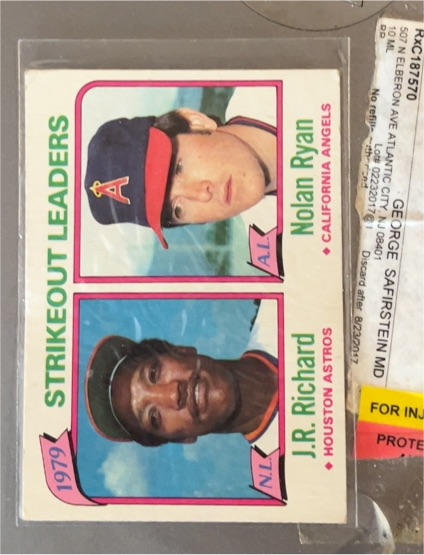 1980 Topps #206 Strikeout Leaders J.R. Richard / Nolan Ryan — front
