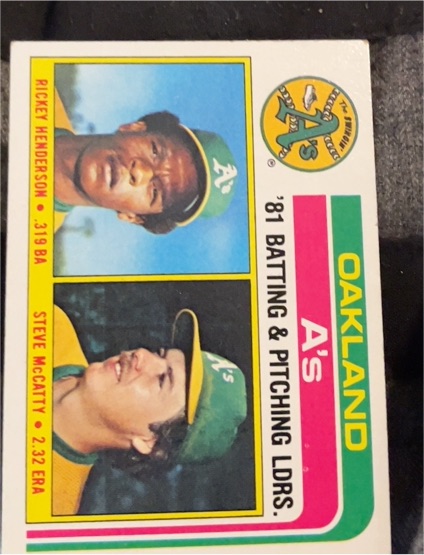 1982 Topps #156 Rickey Henderson/Steve McCatty Oakland Athletics — front