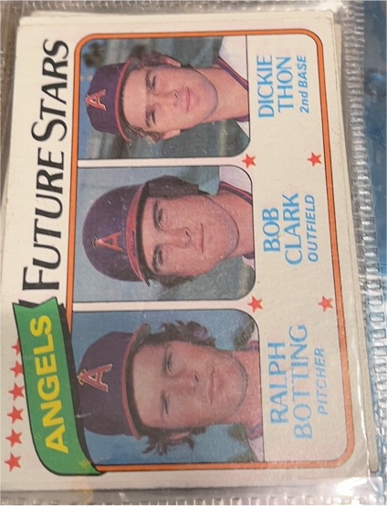 1980 Topps #663 Angels Future Stars Dickie Thon Bob Clark Ralph Botting — front