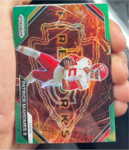 2023 Panini Prizm #F-2 Patrick Mahomes II Fireworks Prizms Green — front