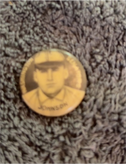 1910-12 Sweet Caporal Pin Walter Johnson Small Letters — front