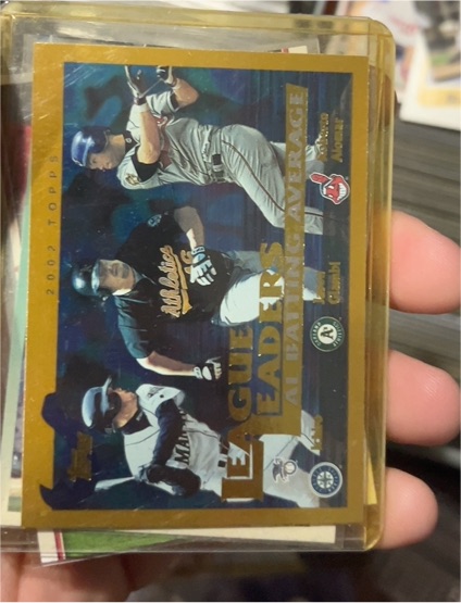 2002 Topps #337 Ichiro Suzuki / Jason Giambi / Roberto Alomar League Leaders — front