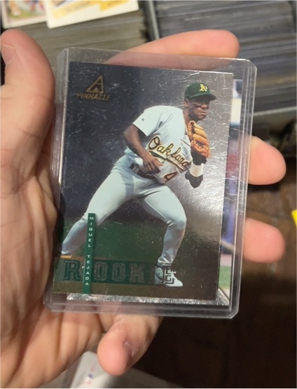 1998 Pinnacle Plus #36 Miguel Tejada Rookie Card — front