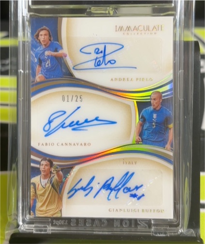 2020 Panini Immaculate Collection Triple Auto #11 Andrea Pirlo/Fabio Cannavaro/Gianluigi Buffon — front