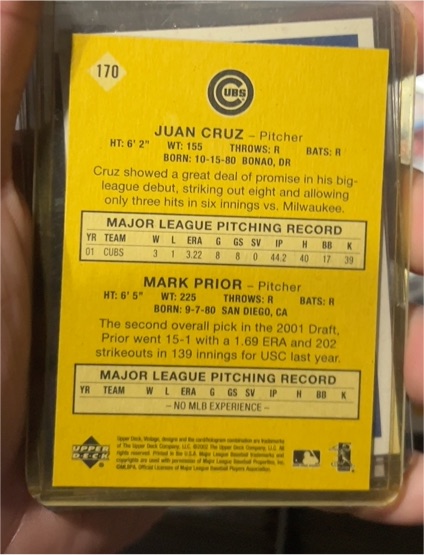 2002 Upper Deck #170 Juan Cruz — front