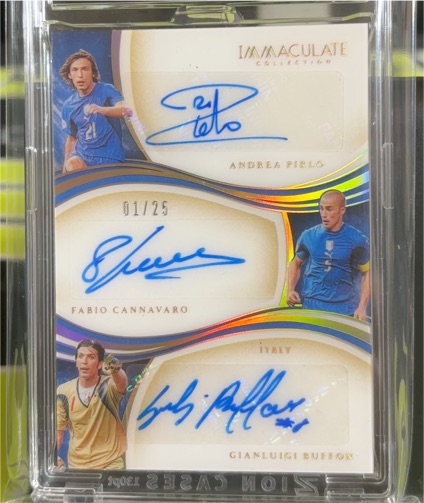 2020 Panini Immaculate Collection Triple Auto #11 Andrea Pirlo / Fabio Cannavaro / Gianluigi Buffon — front
