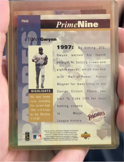 1998 Upper Deck Prime Nine #PN48 Tony Gwynn — front