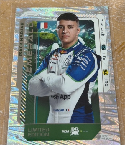2025 Topps F1 Turbo Attax LE14 Isack Hadjar Emerald Limited Edition — front