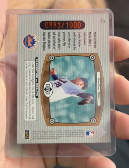 1999 Upper Deck Immaculate Perception #I17 Hideo Nomo — front