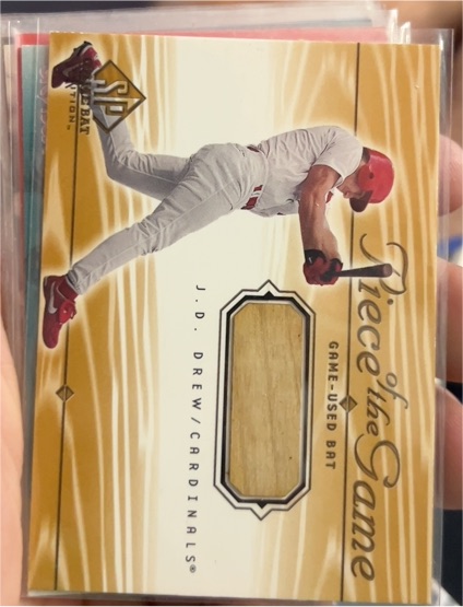 2001 SP Game Bat Edition Piece of the Game #JD J. D. Drew — front