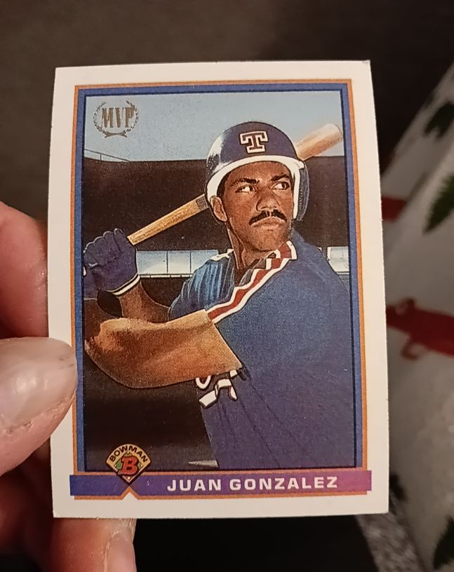 1991 Bowman #180 Juan Gonzalez Texas Rangers MVP — front