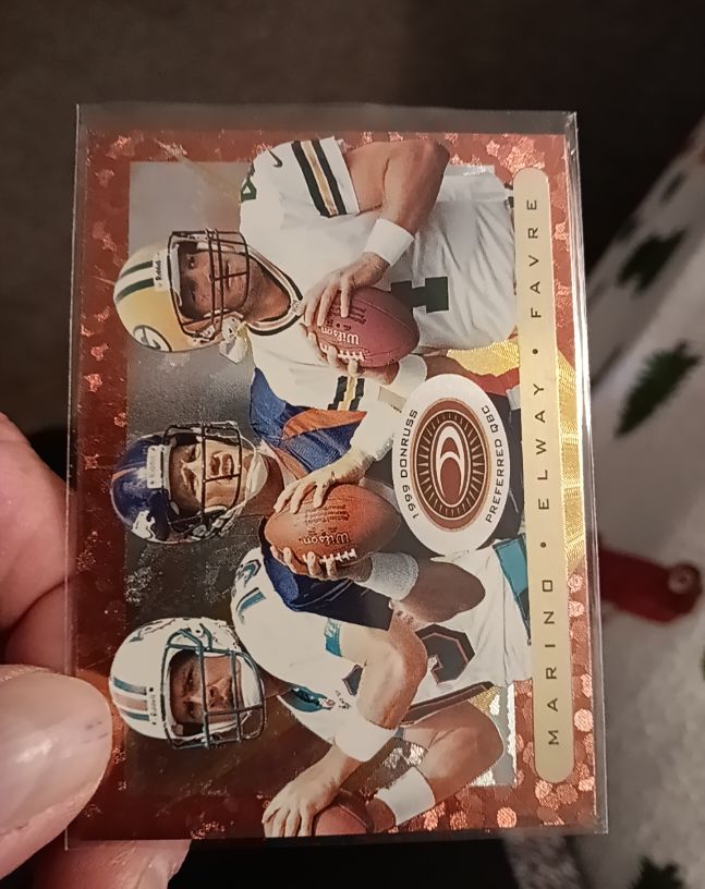 1999 Donruss Preferred QBC #45 Brett Favre, Dan Marino, John Elway — front