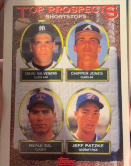 1993 Topps #529 Dave Silvestri / Chipper Jones / Benji Gil / Jeff Patzke — front