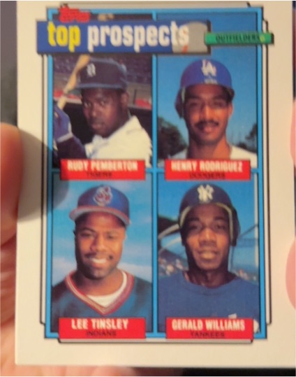 1992 Topps #656 Top Prospects Rudy Pemberton / Henry Rodriguez / Lee Tinsley / Gerald Williams — front