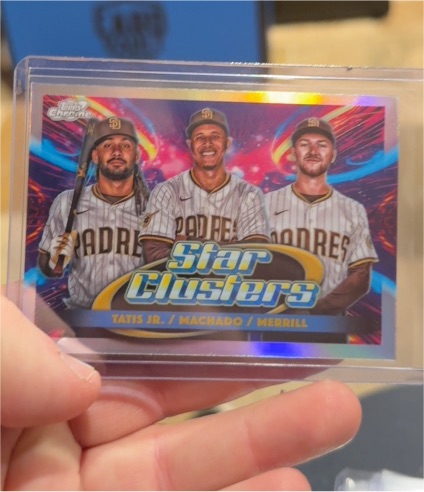 2025 Topps Cosmic Chrome Triple Star Clusters #TSC-5 Fernando Tatis Jr. / Manny Machado / Austin Merrill — front
