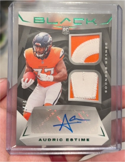 2024 Panini Black #RSM-21 Audric Estime Rookie Patch Auto — front