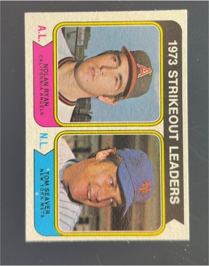1974 Topps #207 1973 Strikeout Leaders Nolan Ryan / Tom Seaver — front
