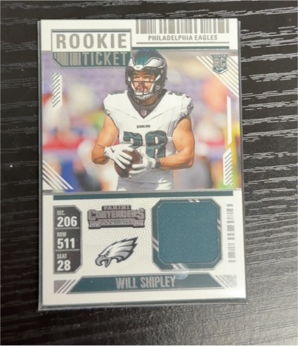 2024 Panini Contenders #RTS-WSY Will Shipley Rookie Ticket Swatches — front