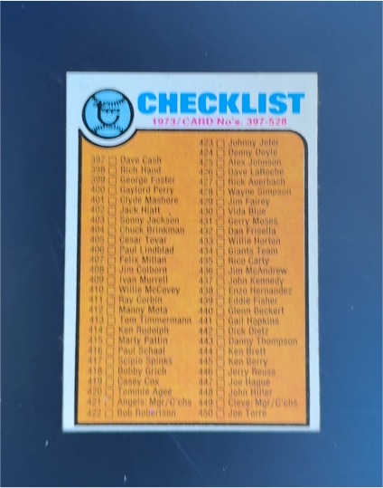 1973 Topps #454 Checklist 397-528 — front