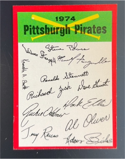 1974 Topps #20 Pittsburgh Pirates Team Checklist — front