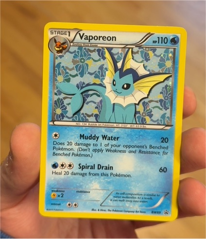 2011 Pokémon Black & White Promo #BW89 Vaporeon — front
