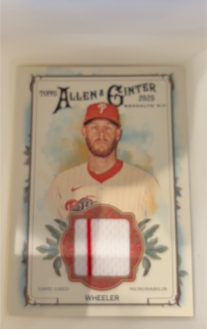 2025 Topps Allen & Ginter #AGR-ZW Zack Wheeler Game Used Relic — front