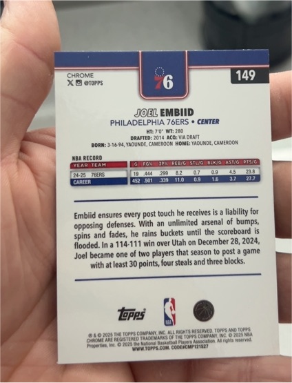2025-26 Topps #149 Joel Embiid — front
